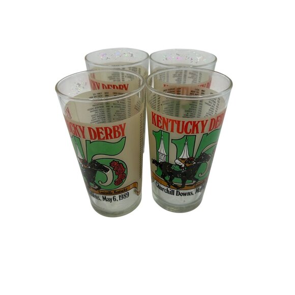 Kentucky Derby 115 Official Glass Set 4 Churchill Downs May 6 1989 Collectible - Picture 1 of 2